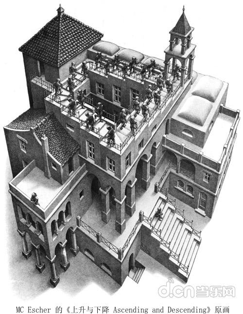  MC Escher 的《上升与下降 Ascending and Descending》原画