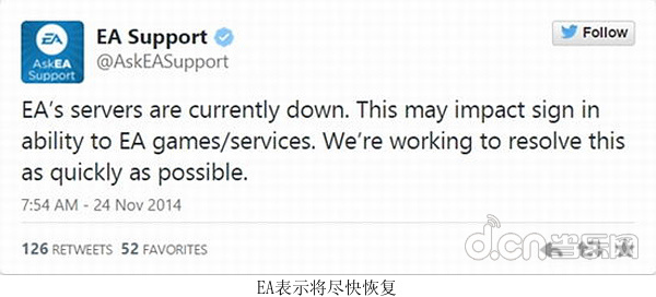 EA表示将尽快恢复